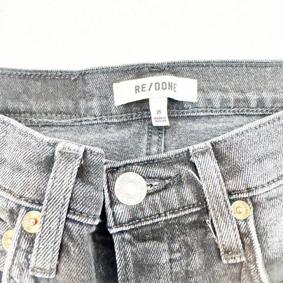 Re/Done 70's Stovepipe Washed Noir Button Fly Raw Hem Denim Jeans Size 25 - Picture 6 of 10